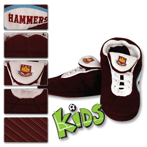 West Ham Football Boot Slippers - Boys - Claret/White