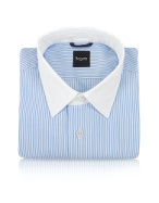 Contrast Collar Striped Cotton Italian Dress Shirt