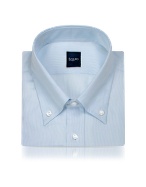 Light Blue Fine Lines Italian Button Down Dress Shirt