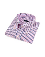 Striped Button Down Italian Cotton Dress Shirt