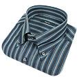 Variegated Striped Blue cotton Dress Shirt