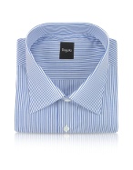 White and Blue Pencil Stripe Cotton Italian Dress Shirt