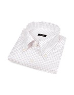 White Checked Italian Button Down Dress Shirt