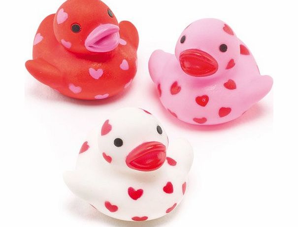 Baker Ross Mini Heart Rubber Ducks Perfect Party Bag Filler for Children (Pack of 6)