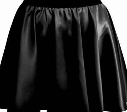 Baleza Mouse over image to zoom Have one to sell? Sell it yourself Women Ladies High Waist Bodycon Faux Leather Wet Look Flared Skater Mini Skirt-�5.75 (M/L-UK(12-14), Black)
