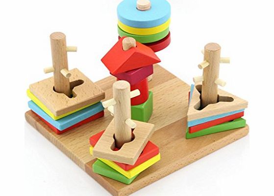 Ballen_Ma Kids Educational Toys Wooden Column Preschool Creative Building Blocks