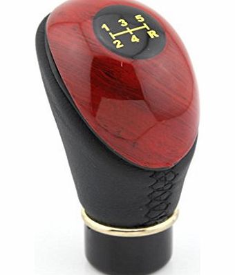 Ballen_Ma Universal Auto Car Wood Faux Leather Manual Stick Gear Shift Knob Head Cover Wine Red