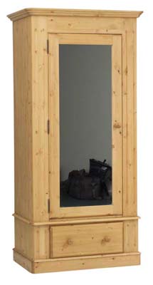 BALMORAL SINGLE DOOR PINE WARDROBE WITH MIRROR &