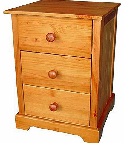 Baltic Pine Baltic 3 Drawer Bedside Cabinet - 3 Drawer Bedside Table - Pine - Antique Pine Finish