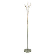 Bamboo 5 light floor lamp, Satin nickel