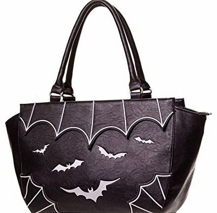  Clothing PVC Faux Leather Handbag Bag GOTHIC BATS White