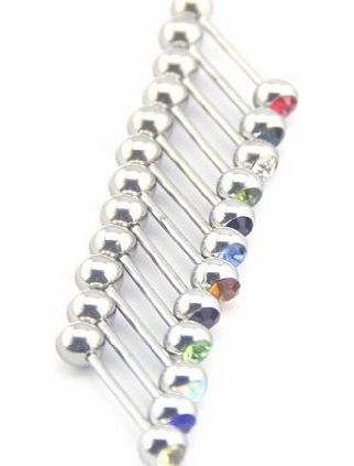 BAQI  12 Rhinestone Tongue Nipple Bars Rings Barbell Studs Body Piercing Assorted Color