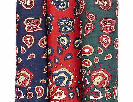 Barbour Paisley Handkerchiefs, Pack Of 3,