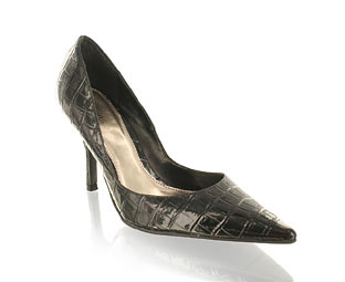 Fun Patent Croc Effect Court Shoe - Sizes 1-2