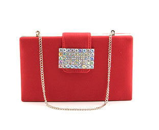 Satin Clutch With Jewel Trim