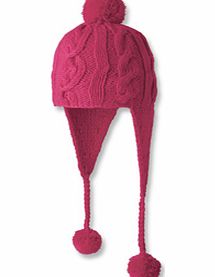 Ladies Barts Pompompom Earflaps Beanie. Fuchsia