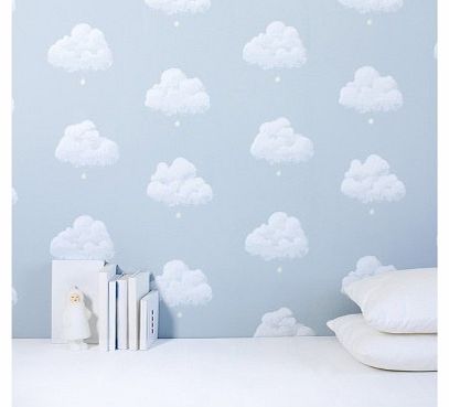 Cotton clouds wallpaper - smoky blue Blue `One