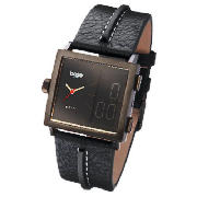 Mens Black Analogue and Digital Watch