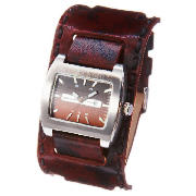 Mens Brown Cuff Watch