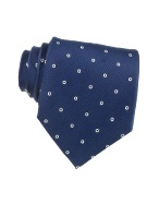 Basile Circle Pattern Dark Blue Twill Silk Tie