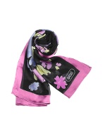 Basile Floral Patterned Silk Long Scarf