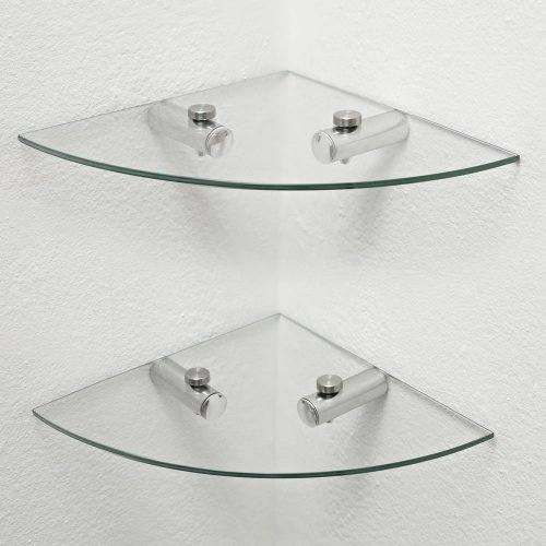 Bath Shop 2 x Glass Corner Shelves, Bathroom Shelves, Kitchen shelves, Storage