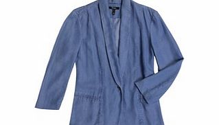 Chambray blue cropped blazer