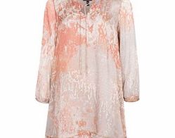 Copper silk patterned tunic dress