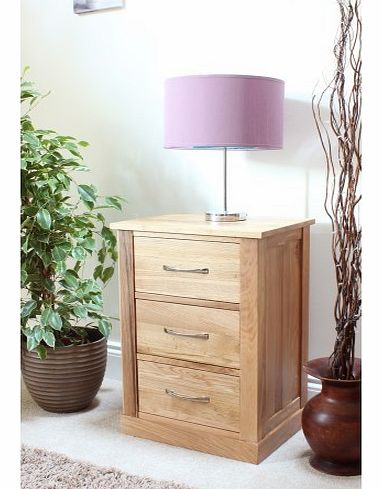 Mobel Solid Oak 3 Drawer Bedside Table