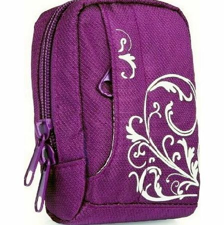  MANGA III Digital Camera Bag Case * Purple / White * for Canon PowerShot SX710 SX700 SX610 SX600 SX280 SX270 - Nikon Coolpix S9700 S9600 S9500 - Samsung WB800F WB850F WB150F WB250F WB350F -- S