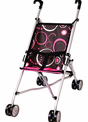 58cm Dolls Buggy Circle Design (Black/ Pink)