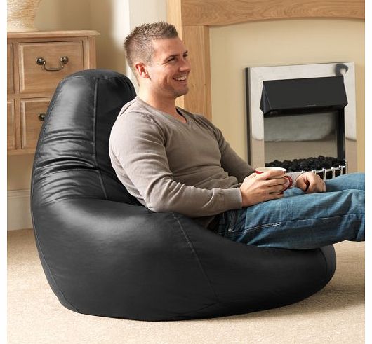 Bean Bag Bazaar Gaming Bean Bag Designer Recliner BLACK Faux Leather - Extra Large Beanbag Chair