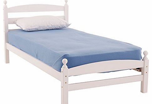 BedroomWorld Essentials WorldStores Moderna Wooden Bed Frame - 3FT Single Bed Base - Traditional Bedstead - White Finish - Sturdy Hardwood Construction - Sprung Slatted Base