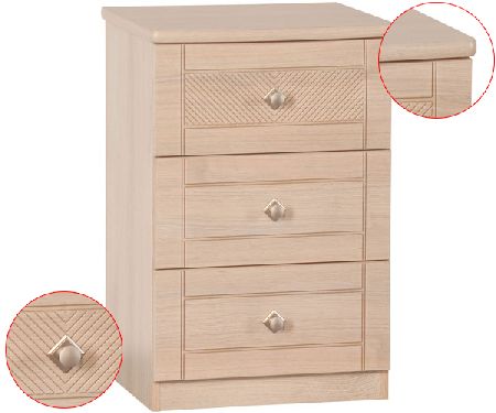 Bedworld Discount Lattice Range - bedside Table (3 Drawers)