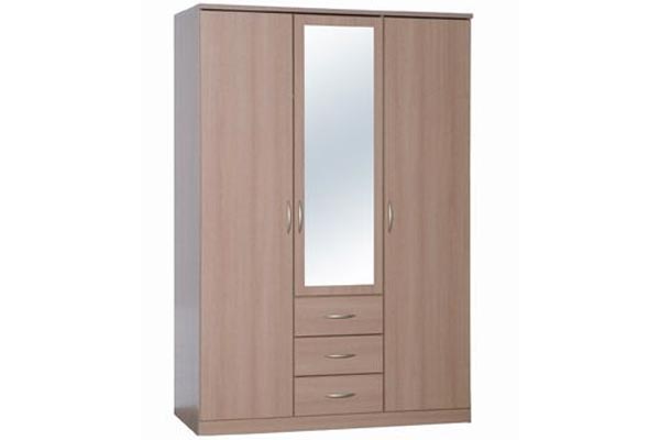 Toledo Beech 3 Door Wardrobe with mirror and