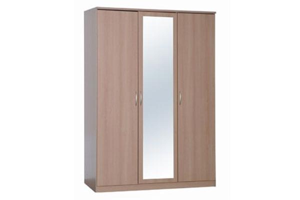 Toledo Beech 3 Door Wardrobe with mirror