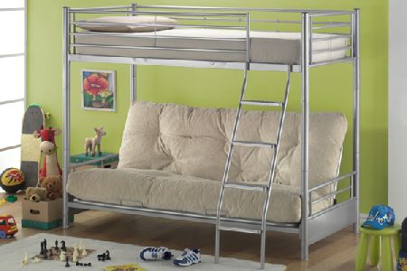 Twin Futon Metal Bunk Beds Single 90cm