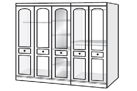 Havana Range - Wardrobe - 5 Door Run (1 Mirror