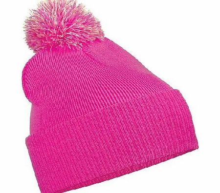 Beechfield Junior Snowstar Duo Winter Beanie Hat / Schoolwear (One Size) (Fuchsia/Off White)