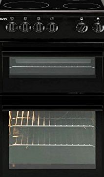 Beko BDC5422AK 50cm Double Cavity Electric Cooker With Ceramic Hob Black