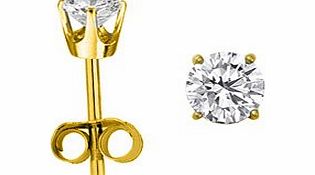 Classical 14 ct Gold Ladies Solitaire Diamond Stud Earrings Brilliant Cut 0.25 Carat JK-I2 - 3mm*3mm