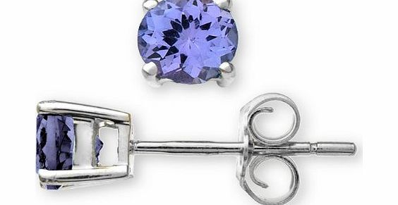 Bella Diamanti Modern Platinum 950 Ladies Solitaire Stud Earrings with Tanzanite 1.00 Carat - 5mm*5mm