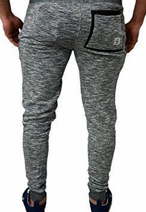 Bellfield Mens Bellfield Designer Tapered Fit Sala Grey Marl Fleece Cuffed Joggers Casual Bottoms Trousers Pants Jog