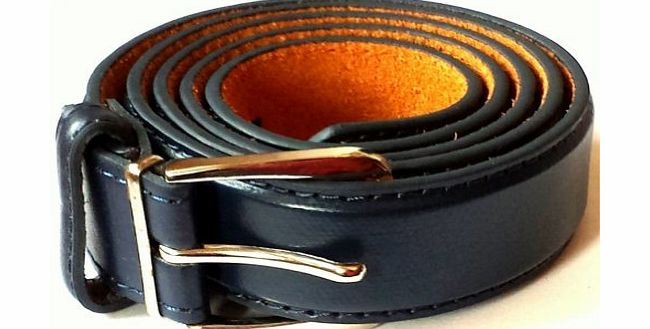 Belts4me Ladies 1`` Red, Navy or Grey Leather Trouser, Skirt, Dress Belt (Medium 34-36, Navy)