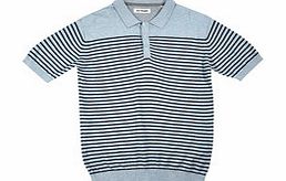 Boys 8-15y blue pure cotton knit polo