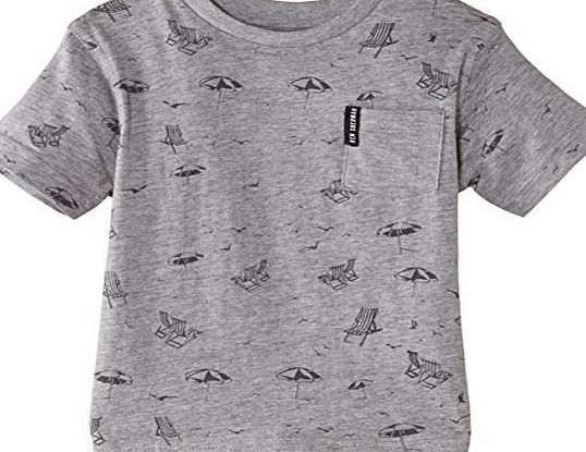 Ben Sherman Boys Beach Print Crew Neck Short Sleeve T-Shirt, Vintage Grey Heather, 3-4 Years