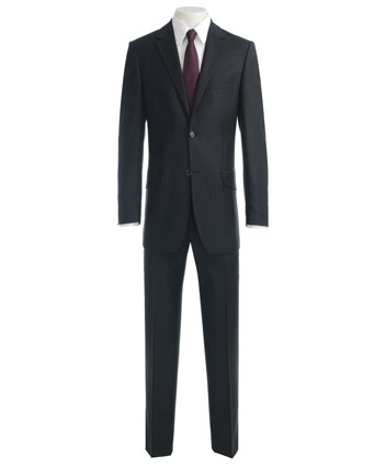 Mens Suit Ben Sherman Black Herringbone Stripe