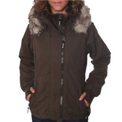 Ladies Big Boy Short Parka Coat - Coffee