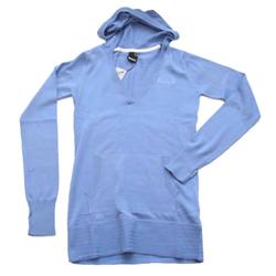 Ladies V Neck Knit Hoody - Blue