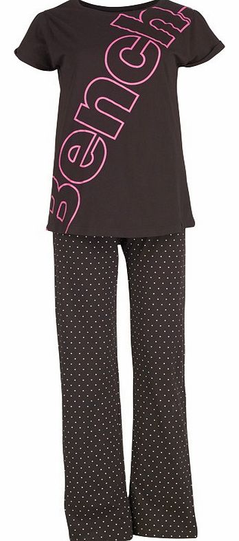 Womens T-Shirt And Pant Pyjama Set Black